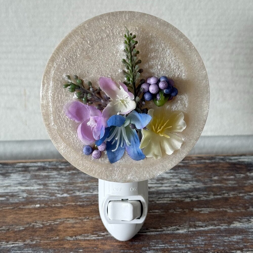 Purple Lilac Flowers Night Light Plug-In Nightlight Outlet Housewarming Gift